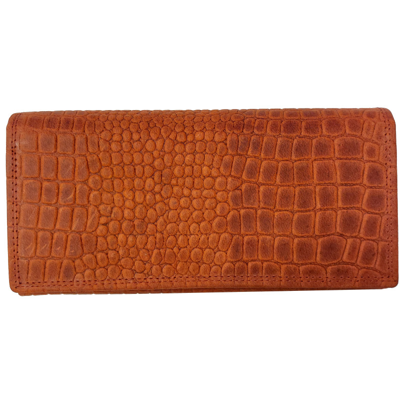 KOŽENÁ PENĚŽENKA CROCO BRICK RED