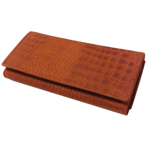 KOŽENÁ PENĚŽENKA CROCO BRICK RED