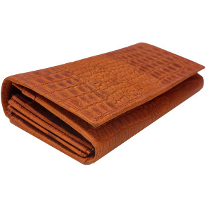KOŽENÁ PENĚŽENKA CROCO BRICK RED