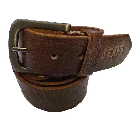 Kožený opasek JEANS HNĚDÝ