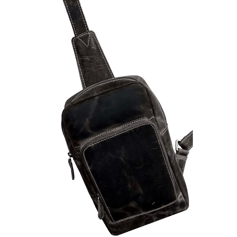 Kožený batoh crossbody TOMIO BLACK
