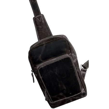 Kožený batoh crossbody TOMIO BLACK