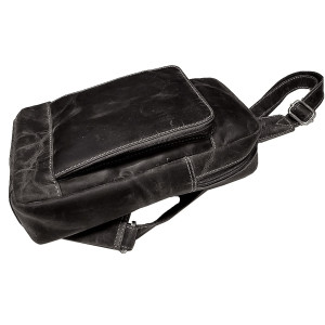Kožený batoh crossbody TOMIO BLACK