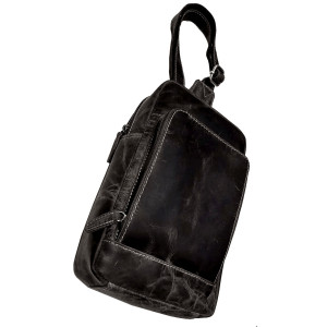 Kožený batoh crossbody TOMIO BLACK