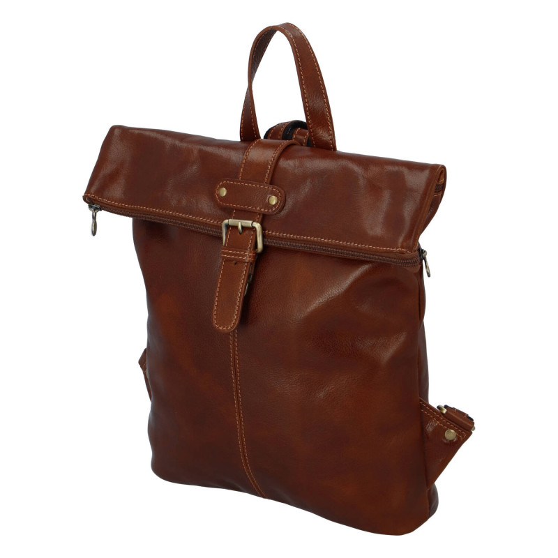 Kožený batoh MESSENGER ITALY BROWN