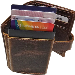 Kožená mini peněženka s pouzdrem na kreditní karty
