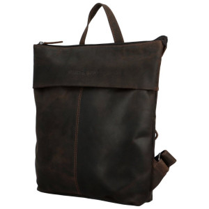 Kožený batoh GREEN WOOD DARK BROWN