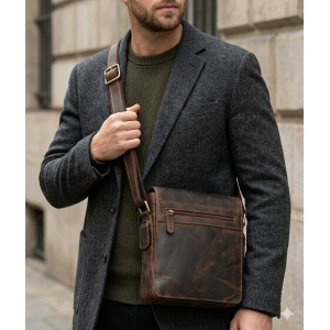 Kožená taška crossbody MEDIUM TAN