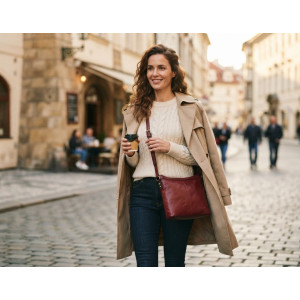 Kožená kabelka crossbody HEXAGONA červená