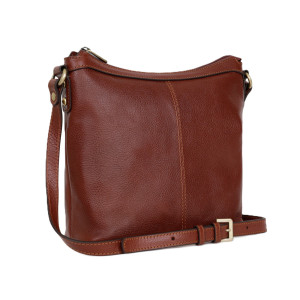 Kožená kabelka crossbody HEXAGONA koňaková