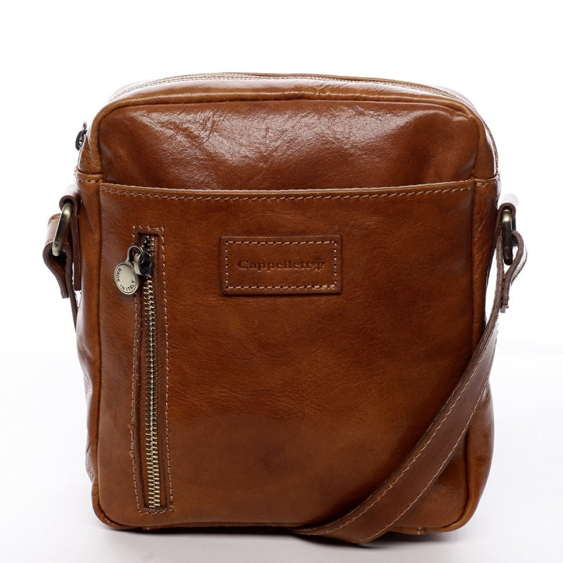 Pánská kožená crossbody koňaková