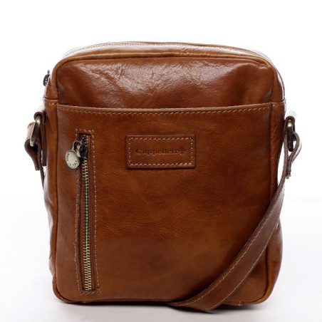 Pánská kožená crossbody koňaková