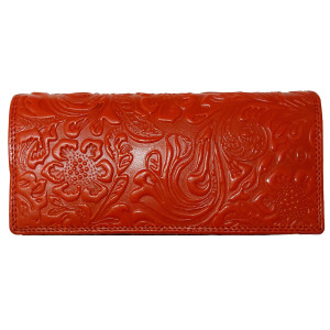 Kožená peněženka květy RED