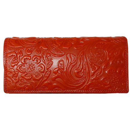 Kožená peněženka květy RED