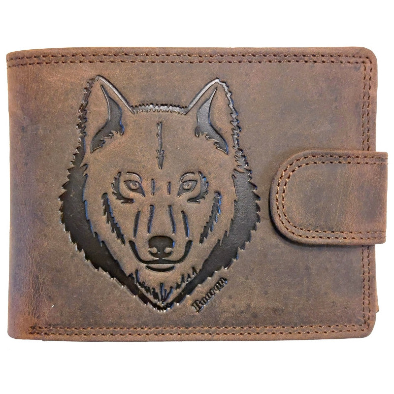 Kožená peněženka hnědý vlk