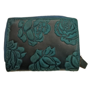 Dámská kožená peněženka kytka WILD ROSE GREEN L