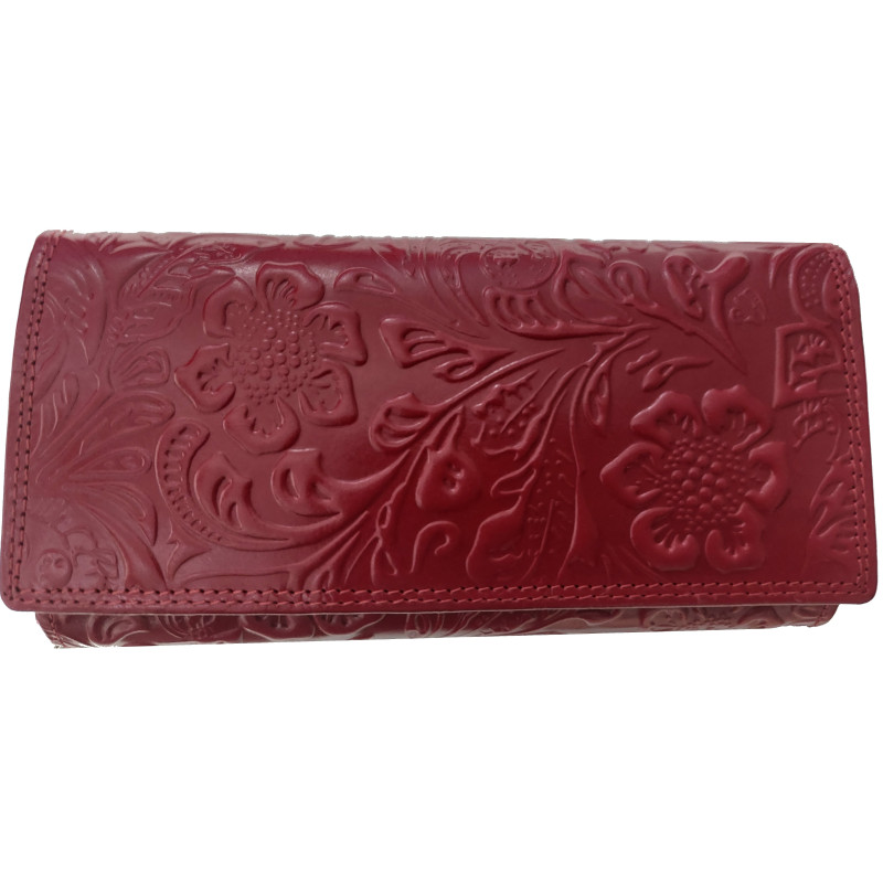 Kožená peněženka květy RED BORDO