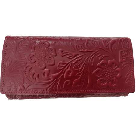 Kožená peněženka květy RED BORDO