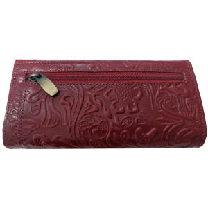 Kožená peněženka květy RED BORDO